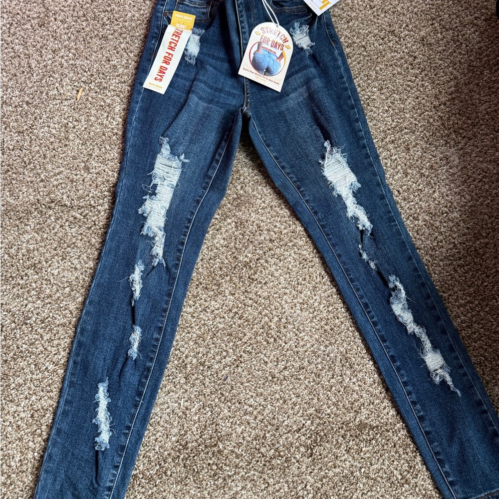 Wax Jean Blue Skinny Distressed Pants